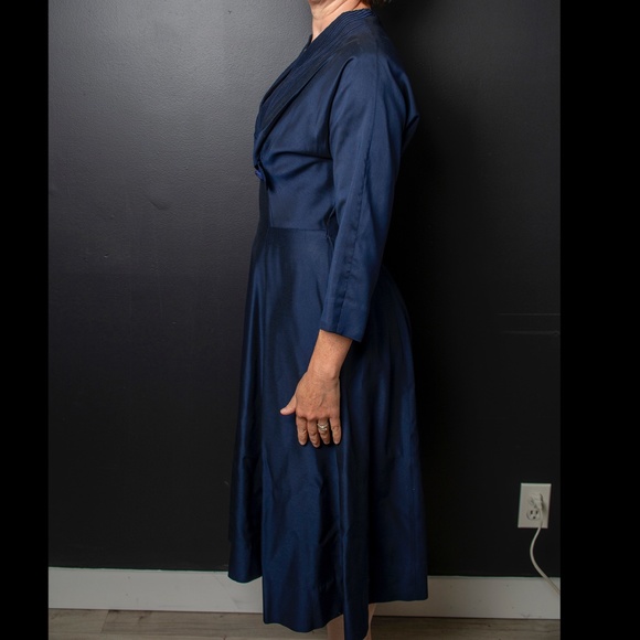 50's Dark Blue Cocktail Dinner Evening Dress - Picture 8 of 8
